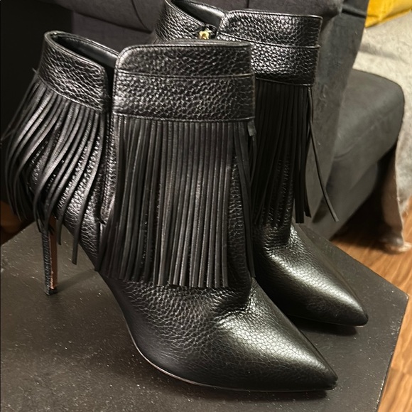 Valentino Garavani Shoes - Valentino Garavani Black Fringe Heeled Boots